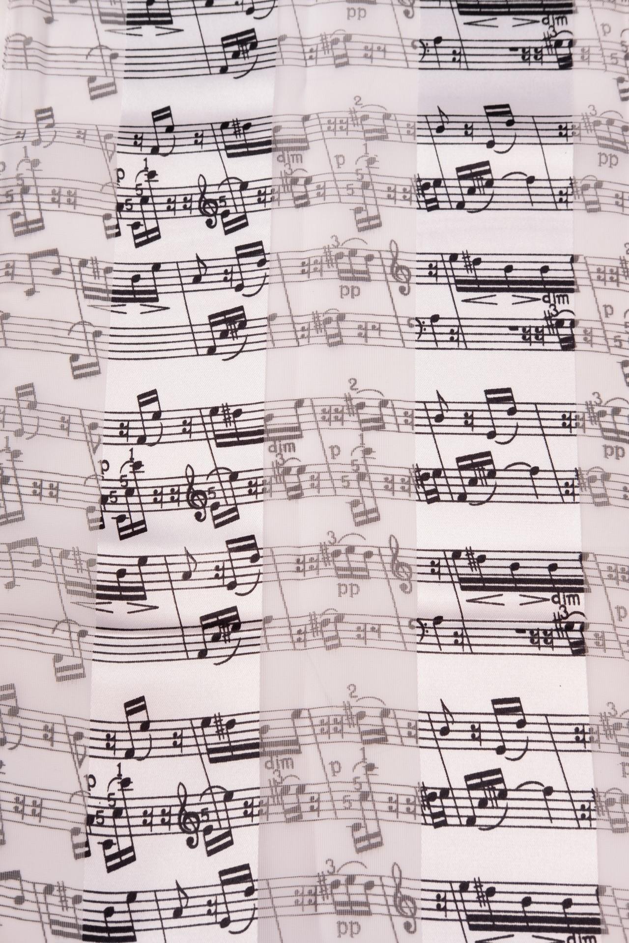 Notenlinien-Schal mit Satinstreifen, verschiedene Farben