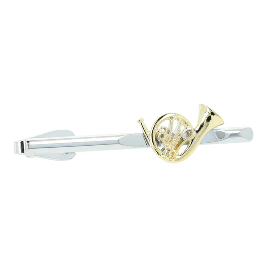 silberne Krawattenklammer mit goldenem Horn