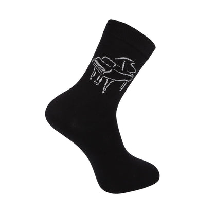 Socken mit eingewebtem weißem Piano, Musik-Socken