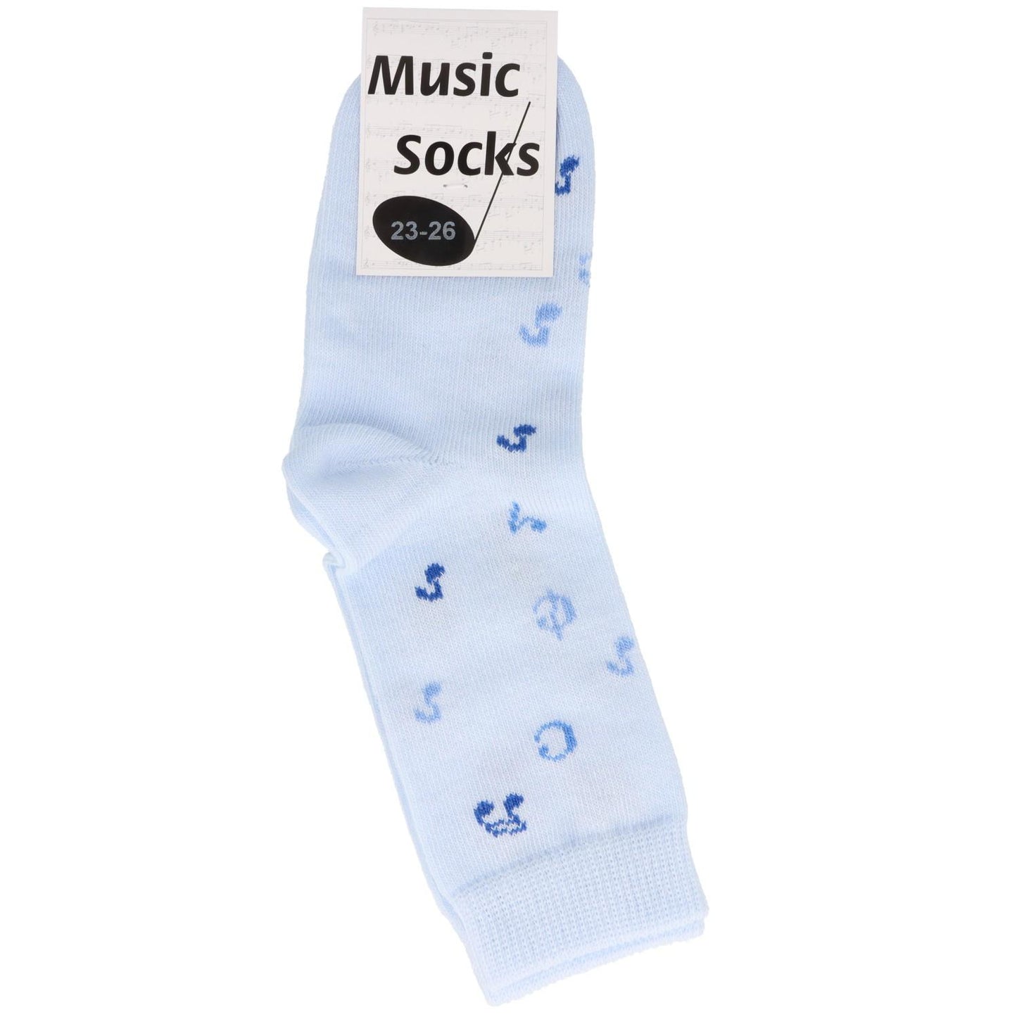 Music baby socks with notes in light blue