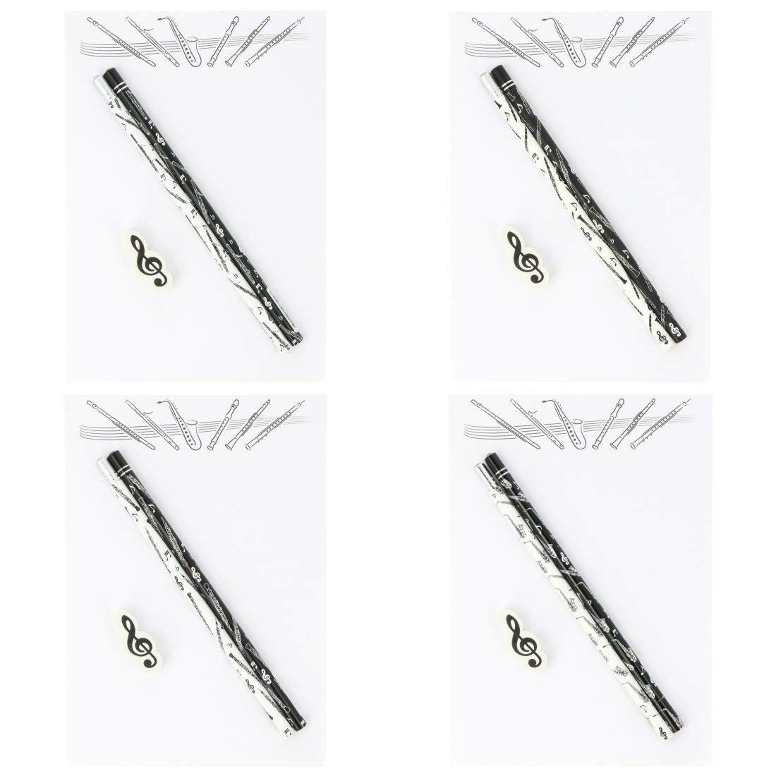 Schreibset mit Notizblock A5 "Holzblasinstrumenten", Bleistiften und Radiergummi