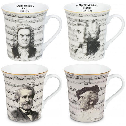 Henkelbecher mit verschiedenen Komponisten