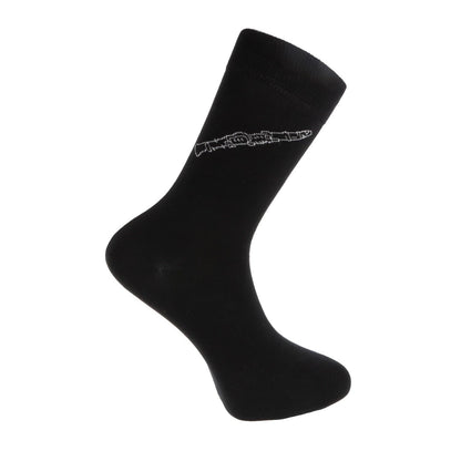 Socken mit eingewebter weißer Klarinette, Musik-Socken
