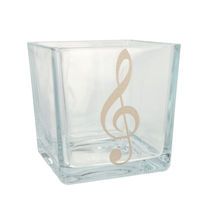 musikalische Glas-Vase mit goldenem Violinschlüssel