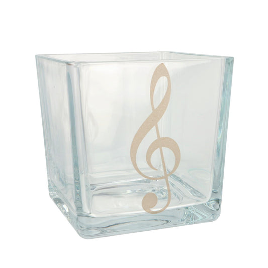 musikalische Glas-Vase mit goldenem Violinschlüssel