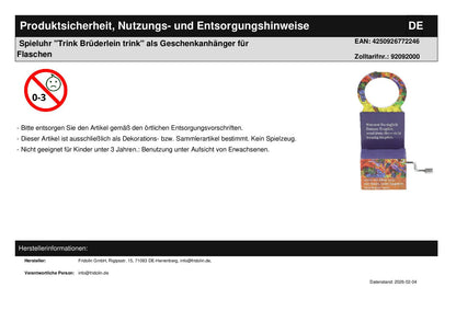 Music box "Trink Brüderlein trink" as a gift tag for bottles