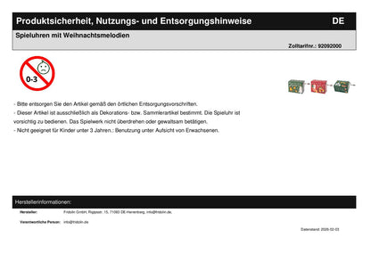 Spieluhren mit Weihnachtsmelodien