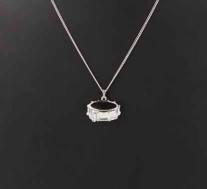 Snare drum pendant, with chain, silver-plated or gold-plated