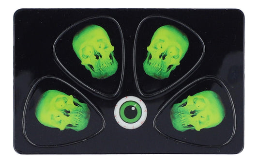 Plektrum-Karte mit 4 Plektren, Green Scull