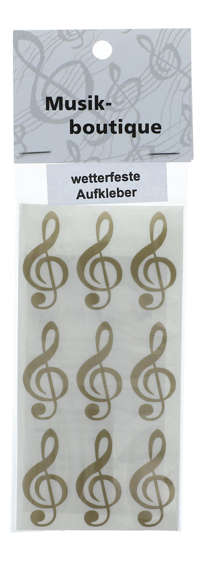 Violinschlüssel-Sticker, 1 Bogen mit 9 Stück in schwarz, gold oder silber