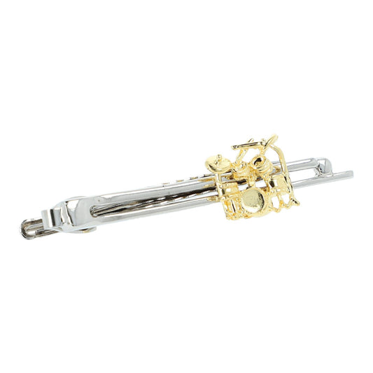 silver tie clip with golden drum
