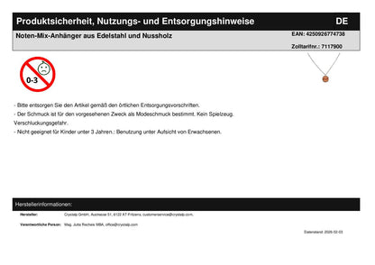 Note mix pendant made of stainless steel and walnut