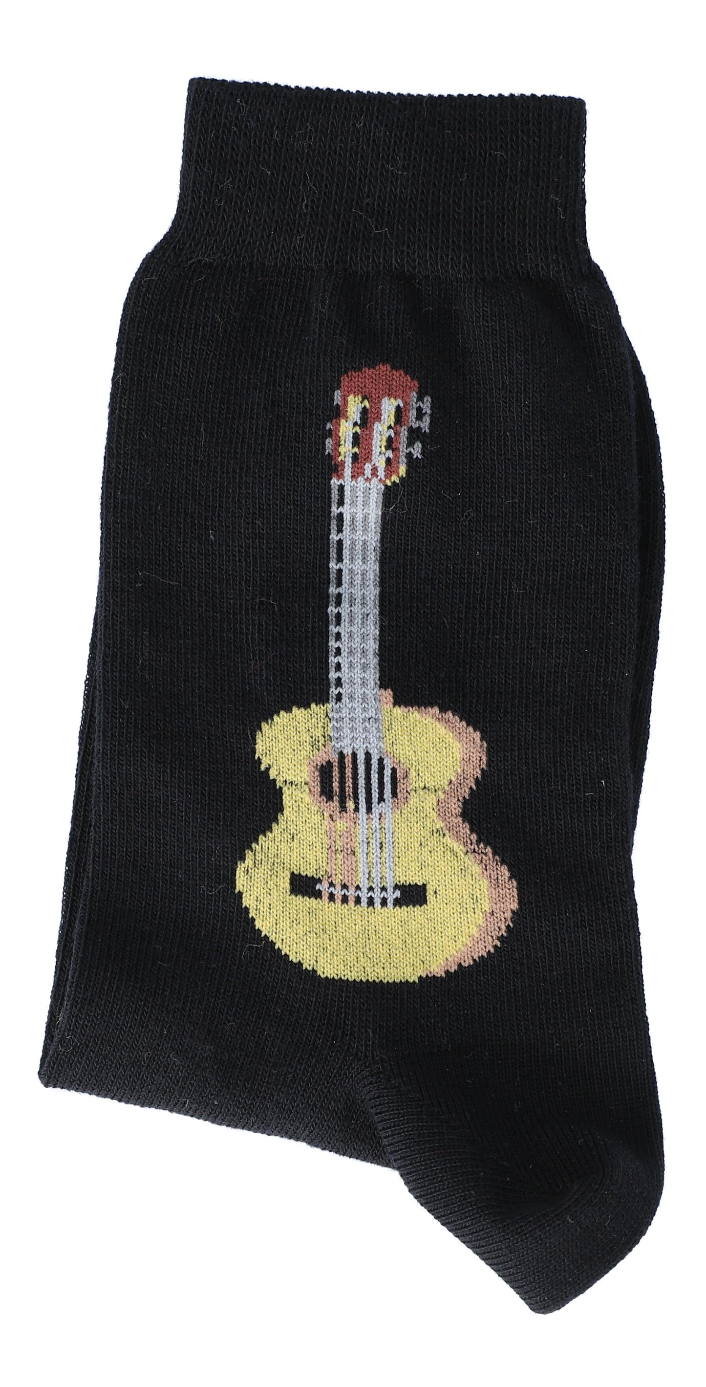 Socks with woven concert guitar, guitar in beige-brown, music socks