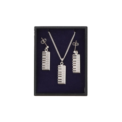 Keyboard Ohrhänger und Anhänger mit Kette in Displaybox, versilbert oder vergoldet
