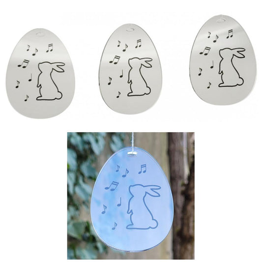 Ostereiform Anhänger mit Osterhase und Noten aus Acryl