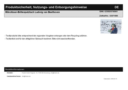 Mikrofaser-Brillenputztuch Ludwig van Beethoven