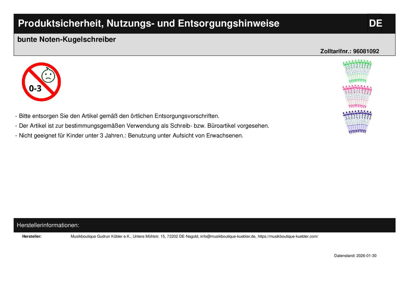 colorful music ballpoint pens