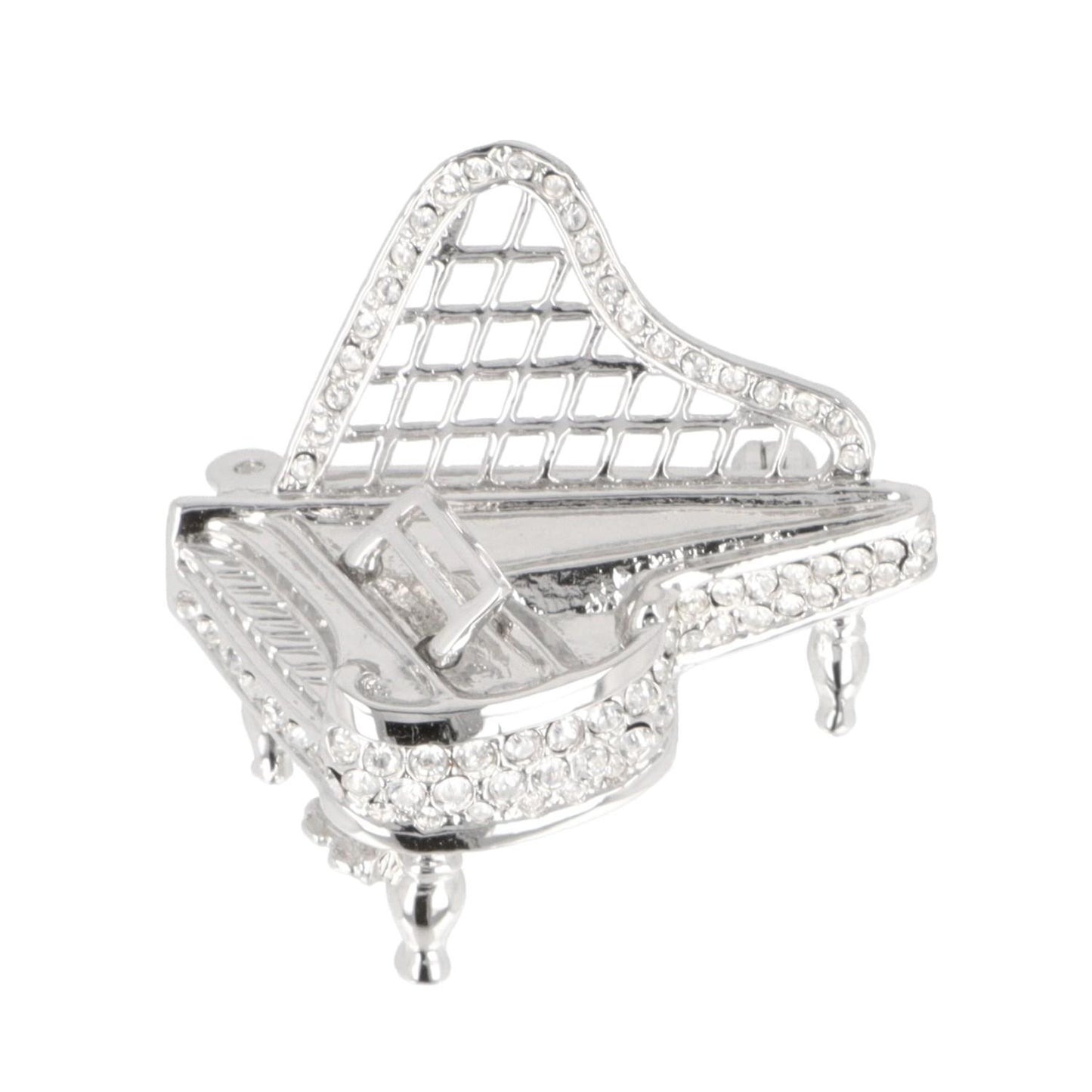 Brosche Piano mit Schmucksteinen in Geschenkbox, Farbe silber