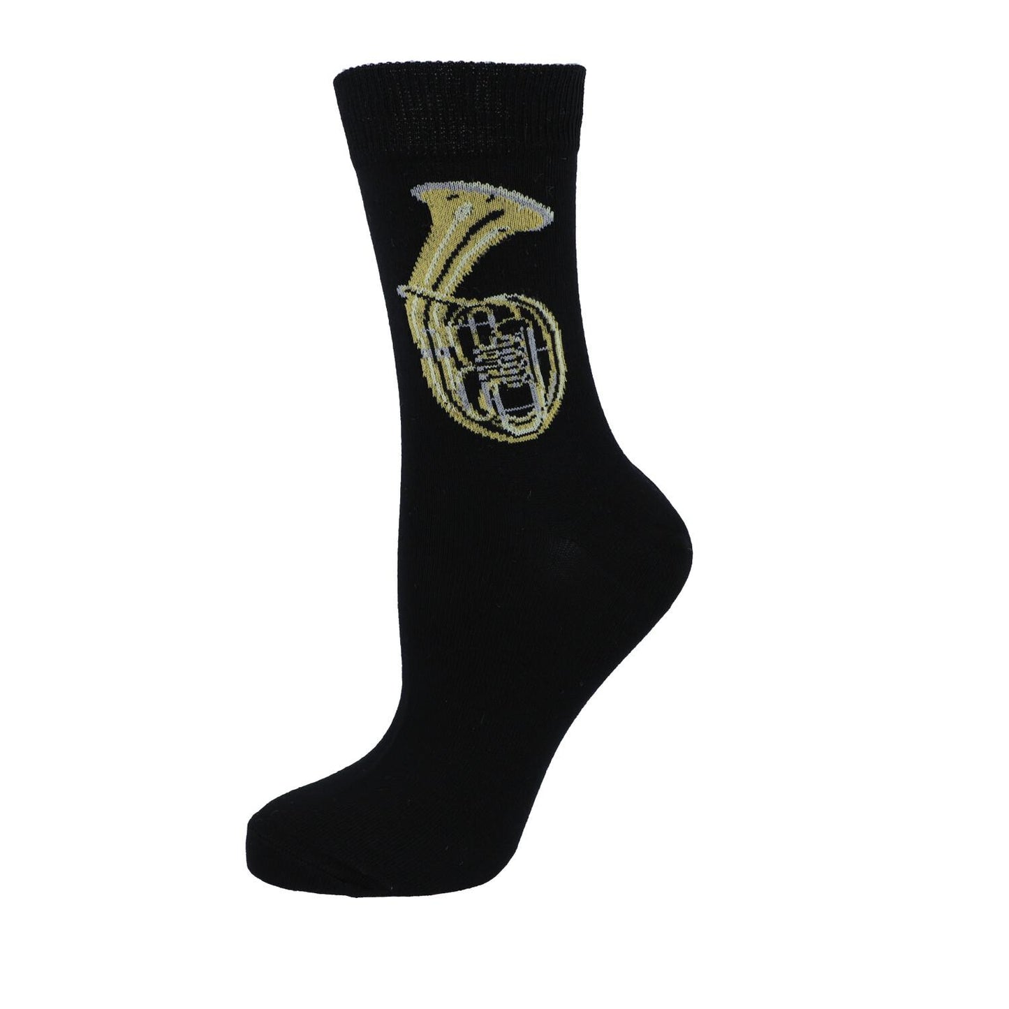 Socken mit eingewebtem Tenorhorn, Musik-Socken, Blasmusik