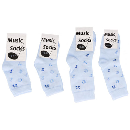 Music baby socks with notes in light blue