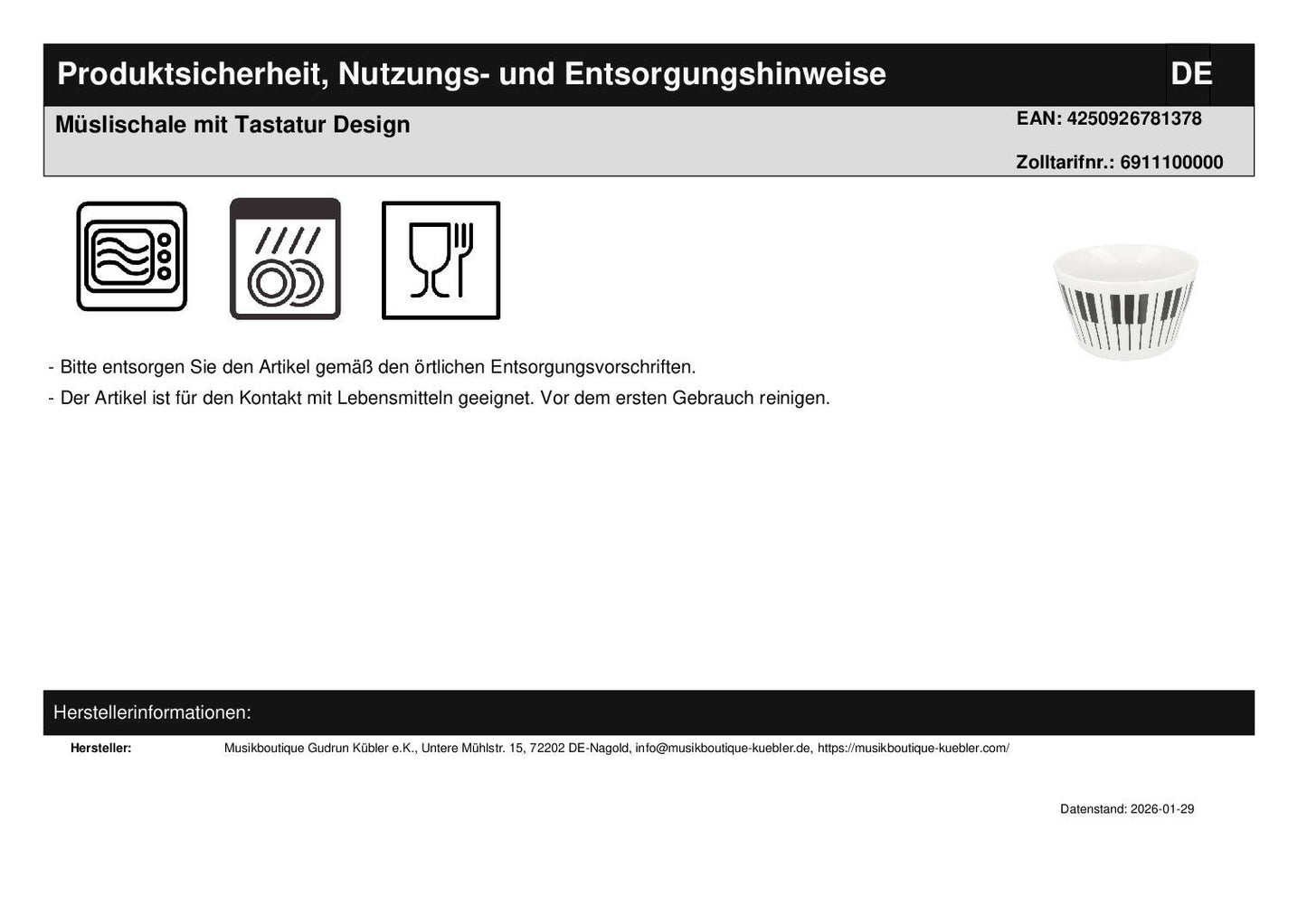 Müslischale mit Tastatur Design