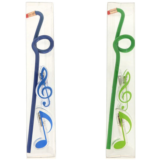 Set with eighth note pencil and clips in different colors
