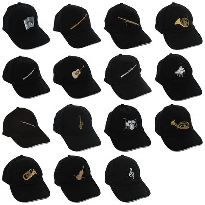 Baseball-Cap mit eingestickten Instrumenten, schwarz, Baumwolle