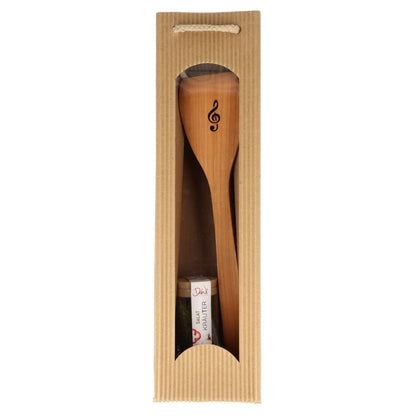 Geschenkset Salatzange mit gelasertem Violinschlüssel/Achtelnote und Salat-Kräuter-Gewürzmischung im Gewürzglas  in Tagetasche