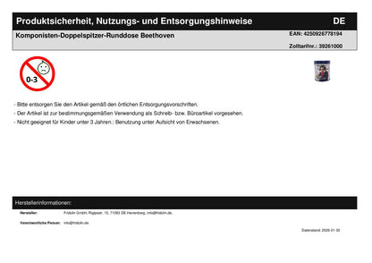 Komponisten-Doppelspitzer-Runddose Beethoven