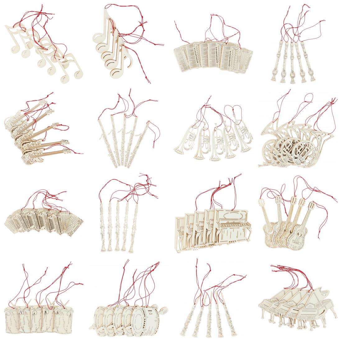 5er-Set Pappelholz-Anhänger