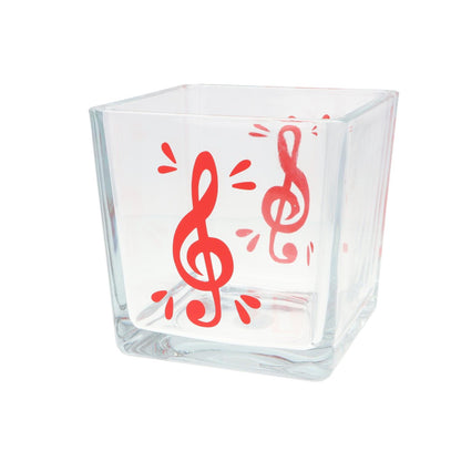 Glas-Vase mit Violinschlüssel