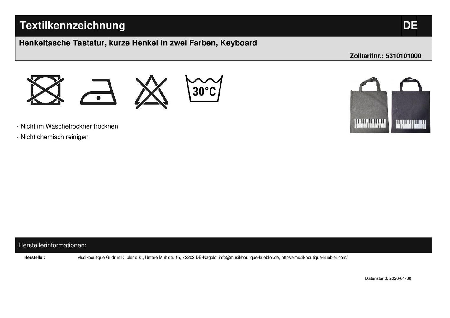 Keyboard handle bag, short handles in different colors