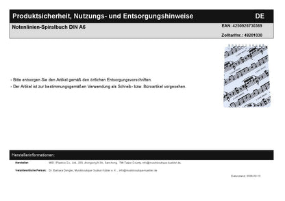 music line spiral book DIN A6