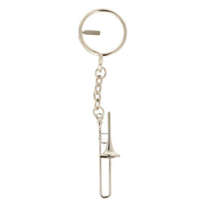 silver metal keychains shaped as instruments or treble clefs