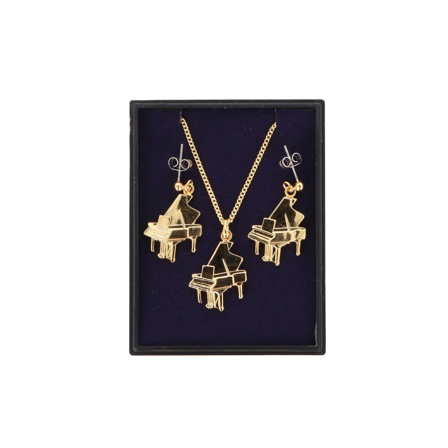 Piano Ohrhänger und Anhänger mit Kette in Displaybox, versilbert oder vergoldet