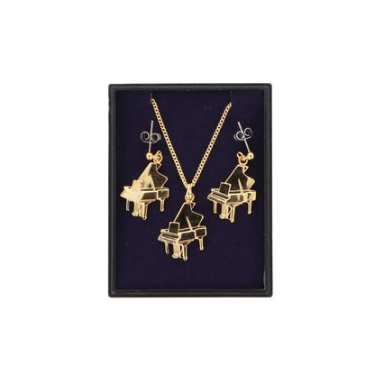 Piano Ohrhänger und Anhänger mit Kette in Displaybox, versilbert oder vergoldet