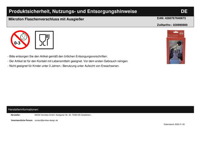 Mikrofon Flaschenverschluss mit Ausgießer