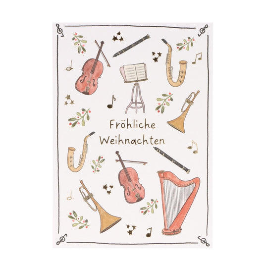 Postkarte Fröhliche Weihnachten (Instrumente)