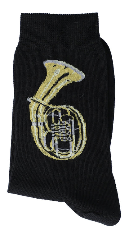 Socken mit eingewebtem Tenorhorn, Musik-Socken, Blasmusik