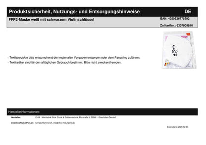 FFP2 mask white with black treble clef