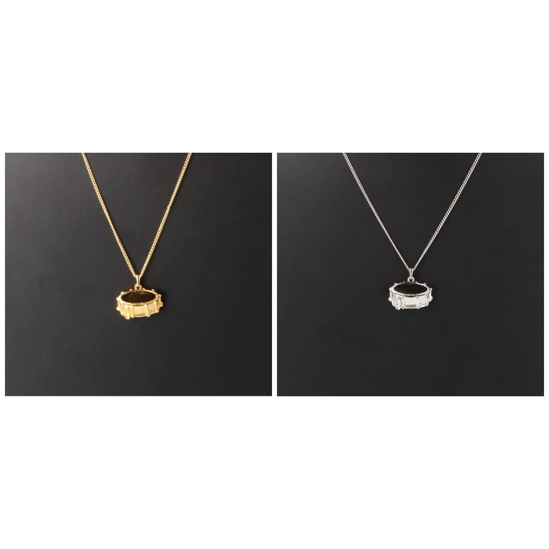 Snare drum pendant, with chain, silver-plated or gold-plated