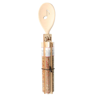 Geschenkset Achtelnote-Kochlöffel mit Gewürzen im Reagenzglas