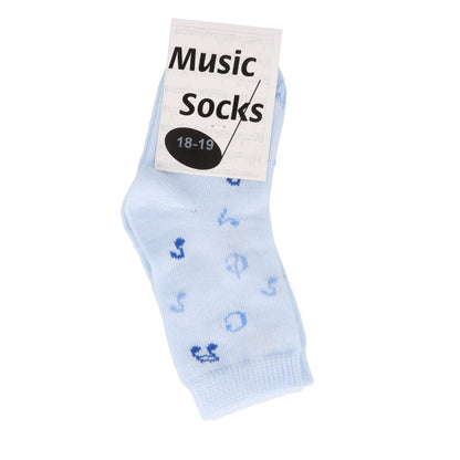 Music baby socks with notes in light blue