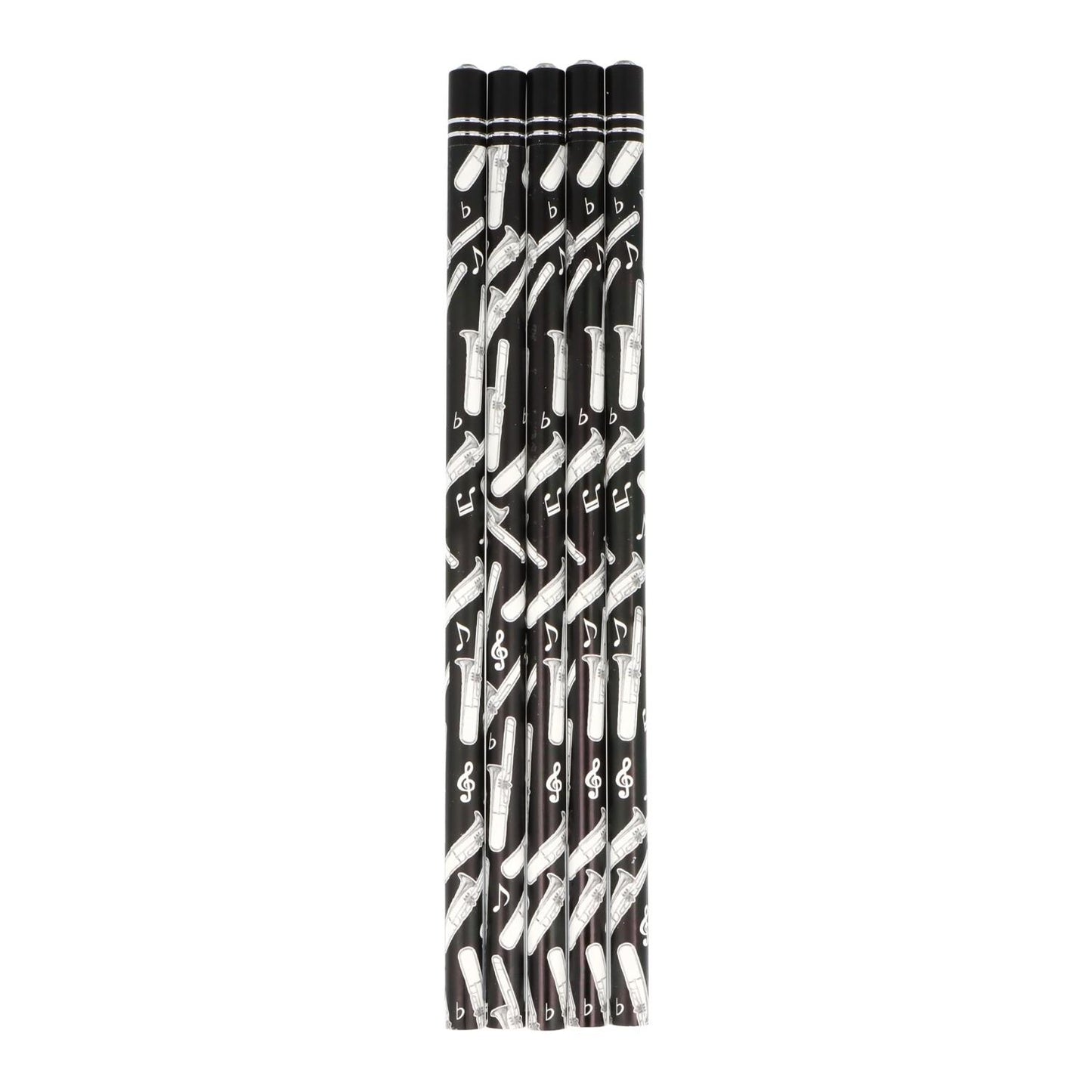Bleistifte in schwarz mit Instrumenten und dekorativem Schmuckstein