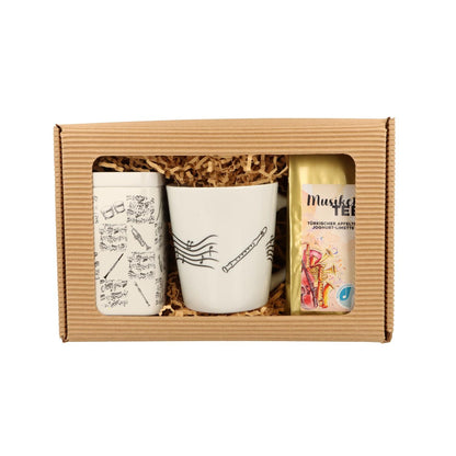Geschenkset mit Musik-Henkelbecher, Musikertee und Teedose