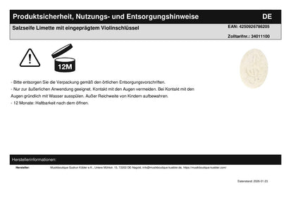 Salzseife Limette mit eingeprägtem Violinschlüssel