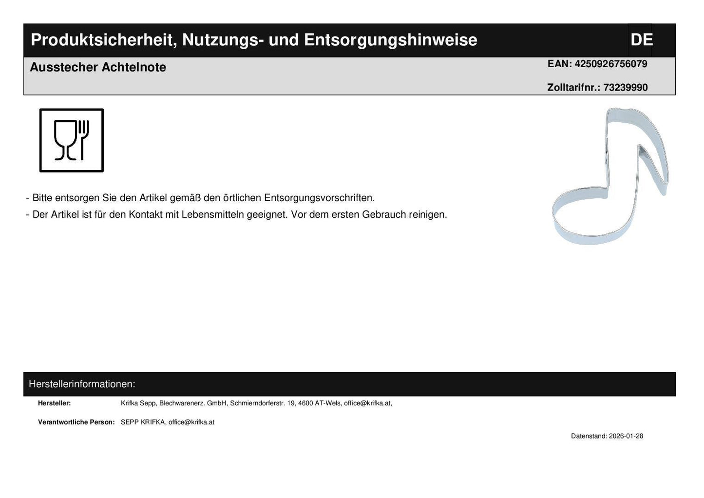 Weihnachtliches Geschenkset mit Keksstempel, Ausstecher Achtelnote, Mini-Kochlöffel und Gewürz