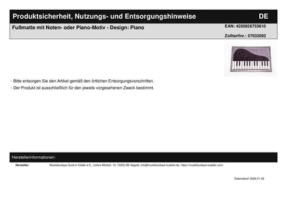 Garderobenset - Türgarderobe Noten und Fußmatte Piano