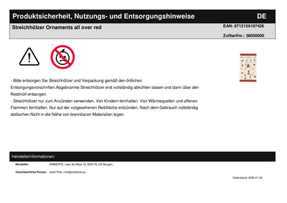 Streichhölzer Ornaments all over red