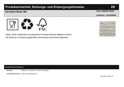 Geschenkset mit 2 Kochlöffeln, 250 g Notennudeln, 250 ml Pastasauce Basilikum, Servietten